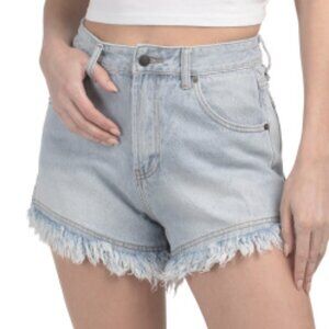 NEW On Twelfth Frayed Hem Denim Shorts High Rise